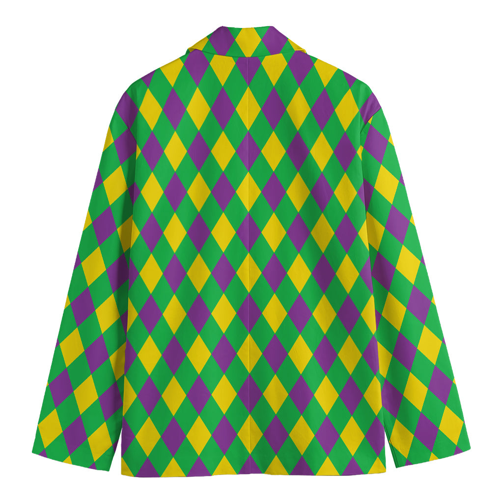 Mardi Gras Plaid Pattern Print Men's Cotton Blazer