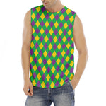 Mardi Gras Plaid Pattern Print Men's Fitness Tank Top