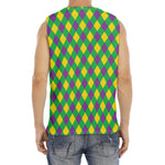 Mardi Gras Plaid Pattern Print Men's Fitness Tank Top