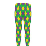 Mardi Gras Plaid Pattern Print Men's leggings