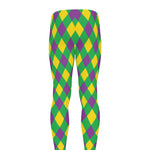Mardi Gras Plaid Pattern Print Men's leggings