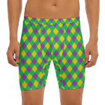 Mardi Gras Plaid Pattern Print Men's Long Boxer Briefs