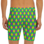 Mardi Gras Plaid Pattern Print Men's Long Boxer Briefs
