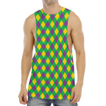 Mardi Gras Plaid Pattern Print Men's Muscle Tank Top