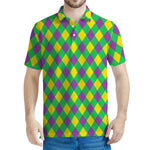 Mardi Gras Plaid Pattern Print Men's Polo Shirt