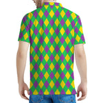 Mardi Gras Plaid Pattern Print Men's Polo Shirt