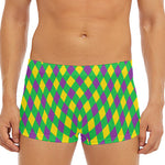 Mardi Gras Plaid Pattern Print Men's Short Boxer Briefs