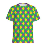 Mardi Gras Plaid Pattern Print Men's Sports T-Shirt