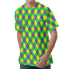 Mardi Gras Plaid Pattern Print Men's Velvet T-Shirt