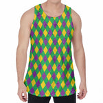 Mardi Gras Plaid Pattern Print Men's Velvet Tank Top