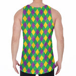 Mardi Gras Plaid Pattern Print Men's Velvet Tank Top