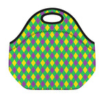 Mardi Gras Plaid Pattern Print Neoprene Lunch Bag