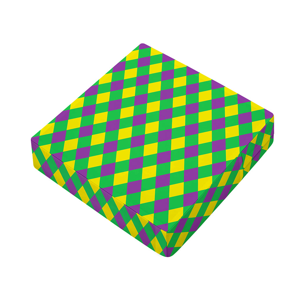 Mardi Gras Plaid Pattern Print Outdoor Seat Cushion Cover