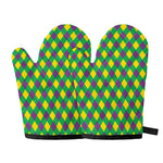 Mardi Gras Plaid Pattern Print Oven Mitts