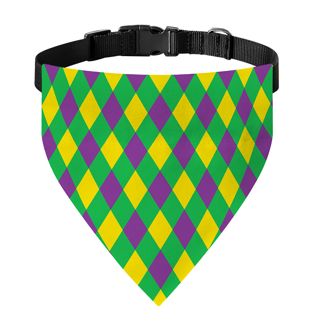 Mardi Gras Plaid Pattern Print Over The Collar Dog Bandana