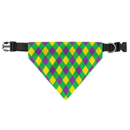 Mardi Gras Plaid Pattern Print Over The Collar Dog Bandana