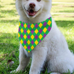 Mardi Gras Plaid Pattern Print Over The Collar Dog Bandana