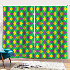 Mardi Gras Plaid Pattern Print Pencil Pleat Curtains