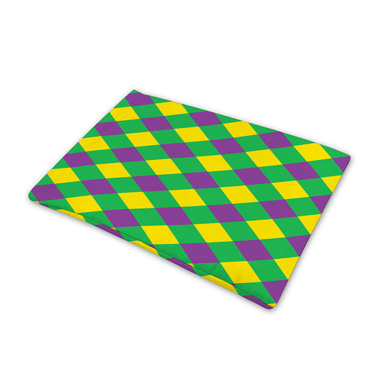 Mardi Gras Plaid Pattern Print Pet Cooling Mat Cover