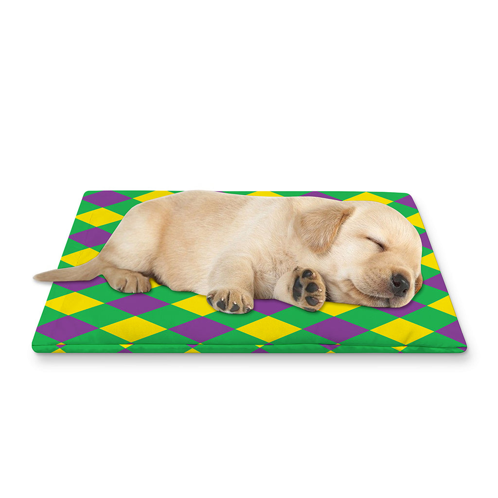 Mardi Gras Plaid Pattern Print Pet Cooling Mat Cover