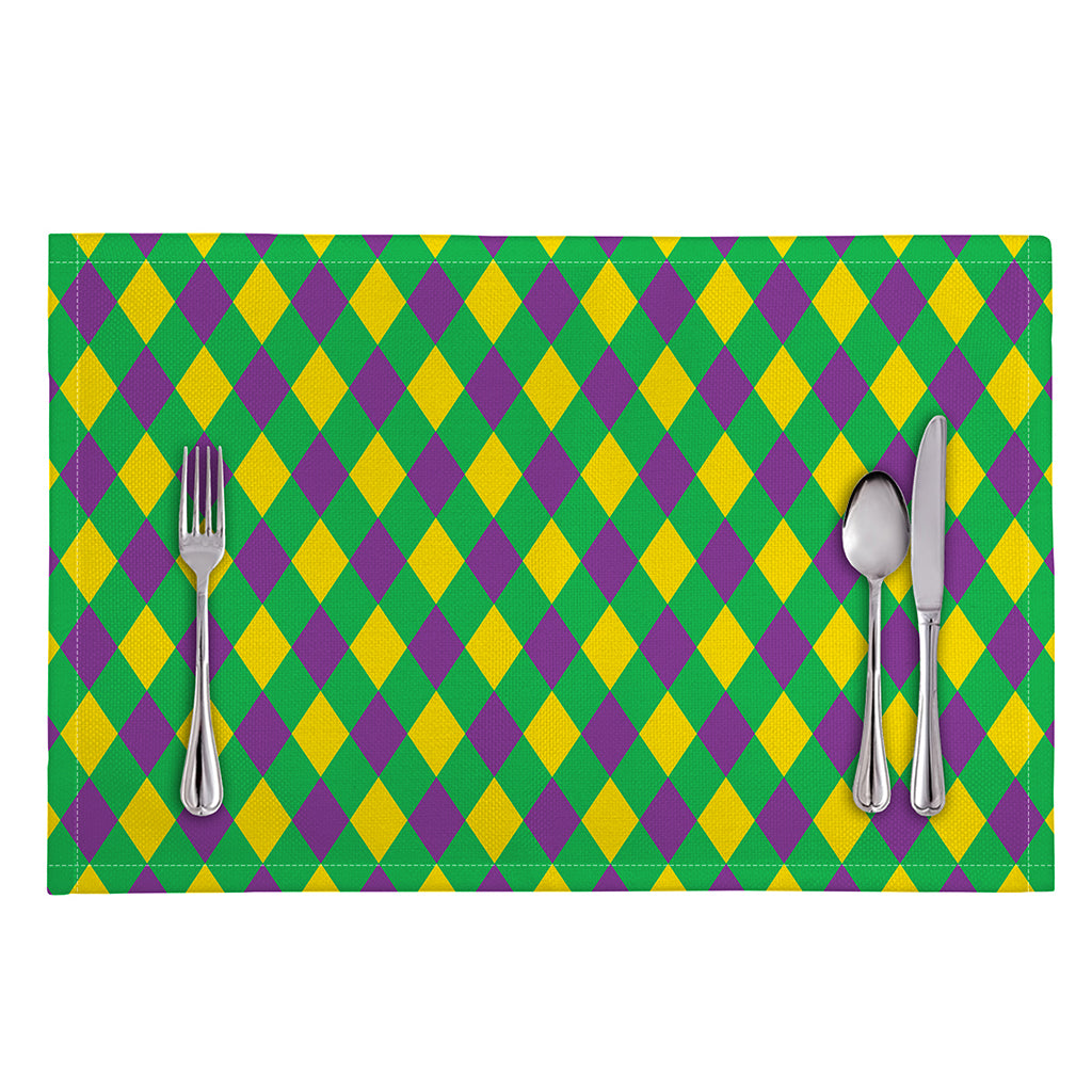 Mardi Gras Plaid Pattern Print Placemat