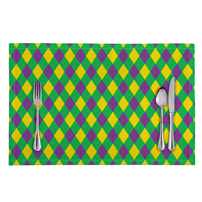 Mardi Gras Plaid Pattern Print Placemat