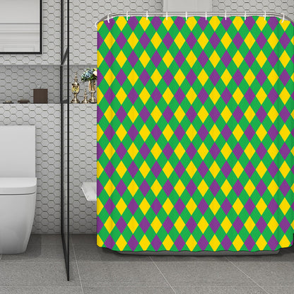 Mardi Gras Plaid Pattern Print Polyester Shower Curtain
