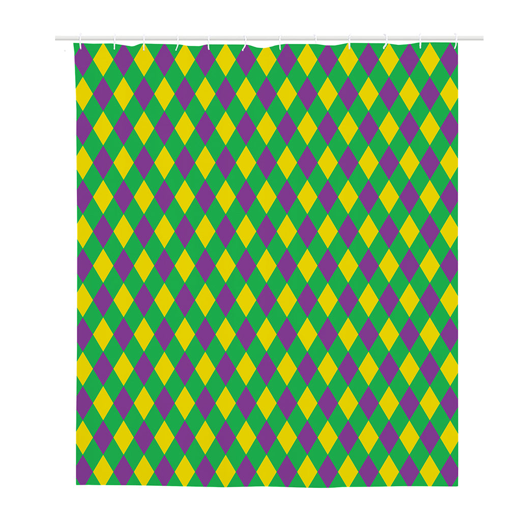 Mardi Gras Plaid Pattern Print Polyester Shower Curtain