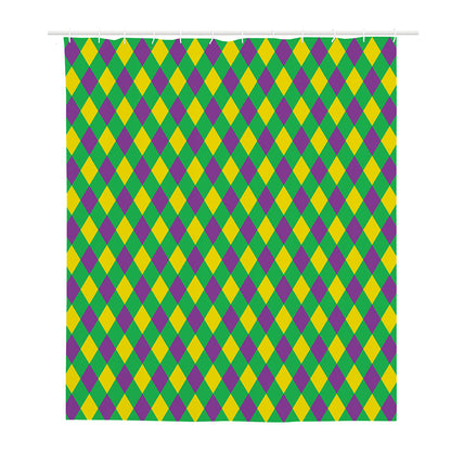 Mardi Gras Plaid Pattern Print Polyester Shower Curtain