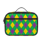 Mardi Gras Plaid Pattern Print Portable Lunch Bag