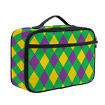 Mardi Gras Plaid Pattern Print Portable Lunch Bag