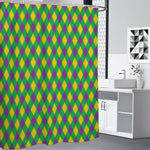 Mardi Gras Plaid Pattern Print Premium Shower Curtain