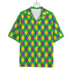 Mardi Gras Plaid Pattern Print Rayon Hawaiian Shirt