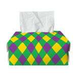 Mardi Gras Plaid Pattern Print Rectangle Tissue Box Cover