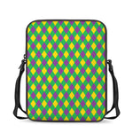 Mardi Gras Plaid Pattern Print Rectangular Crossbody Bag