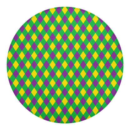 Mardi Gras Plaid Pattern Print Round Blanket