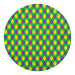 Mardi Gras Plaid Pattern Print Round Blanket