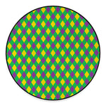 Mardi Gras Plaid Pattern Print Round Floor Mat