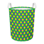 Mardi Gras Plaid Pattern Print Round Laundry Basket