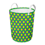 Mardi Gras Plaid Pattern Print Round Laundry Basket