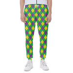 Mardi Gras Plaid Pattern Print Scuba Joggers
