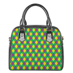 Mardi Gras Plaid Pattern Print Shoulder Handbag