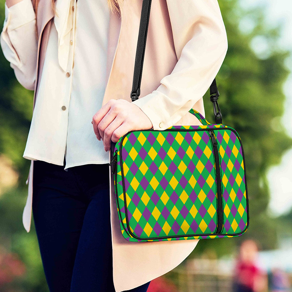 Mardi Gras Plaid Pattern Print Shoulder Strap Bible Bag