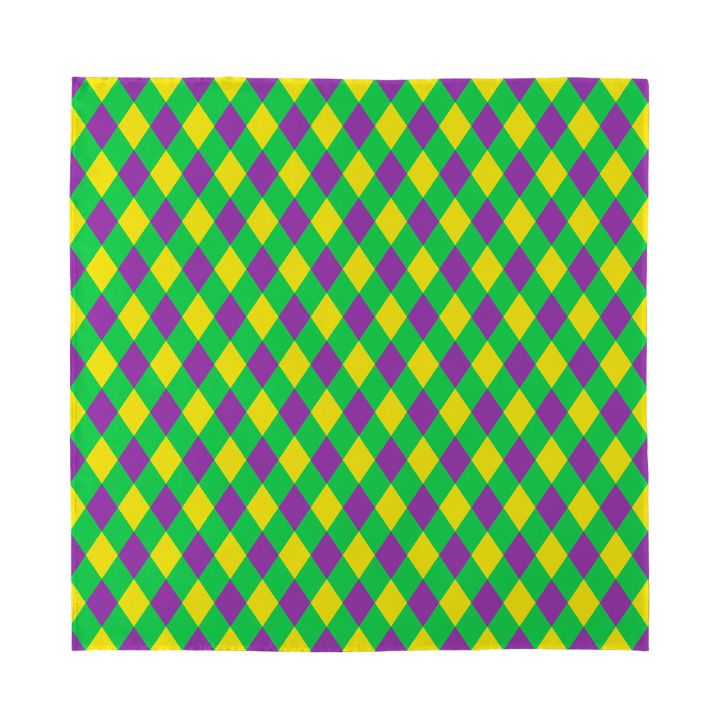 Mardi Gras Plaid Pattern Print Silk Bandana
