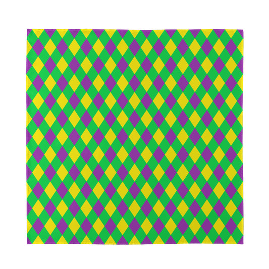Mardi Gras Plaid Pattern Print Silk Bandana