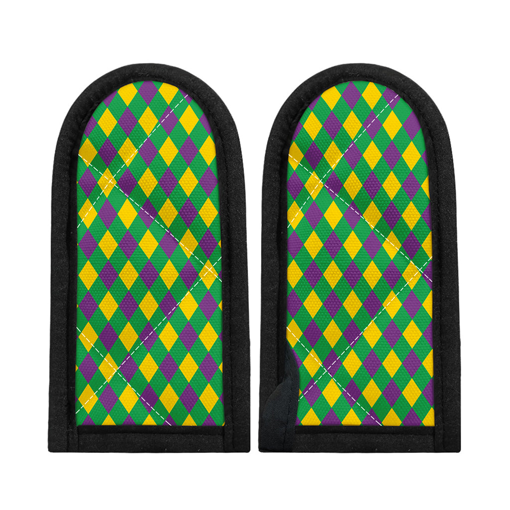 Mardi Gras Plaid Pattern Print Skillet Handle Cover