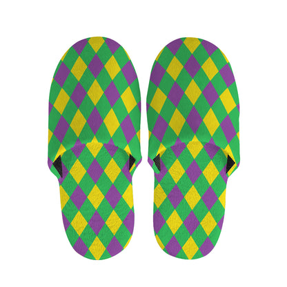 Mardi Gras Plaid Pattern Print Slippers