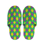 Mardi Gras Plaid Pattern Print Slippers