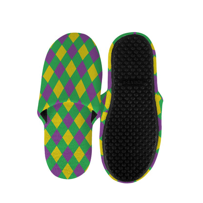 Mardi Gras Plaid Pattern Print Slippers