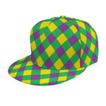 Mardi Gras Plaid Pattern Print Snapback Cap